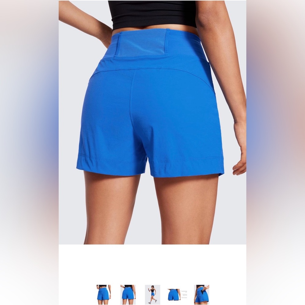 EUC CRZ YOGA Bright Blue High-Waist Athletic Shorts with Zip Pockets - Picture 3 of 8